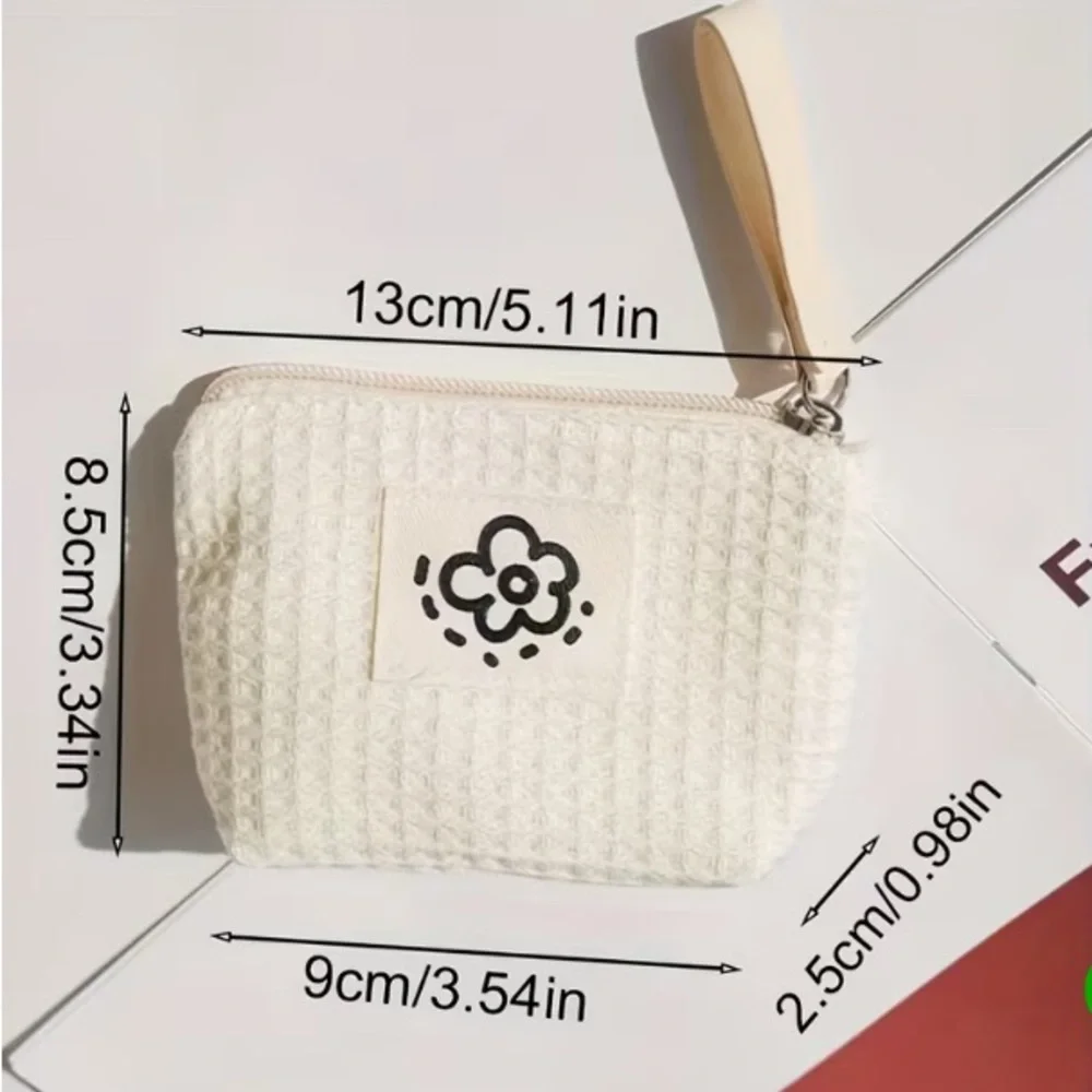 Waffle Textured Pouch Set - Green, Cream, and Brown